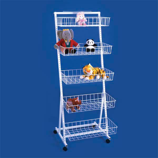 Buy Multifunctional White Metal Display Rack floor standing stackable wire shelves for retail at wholesale prices