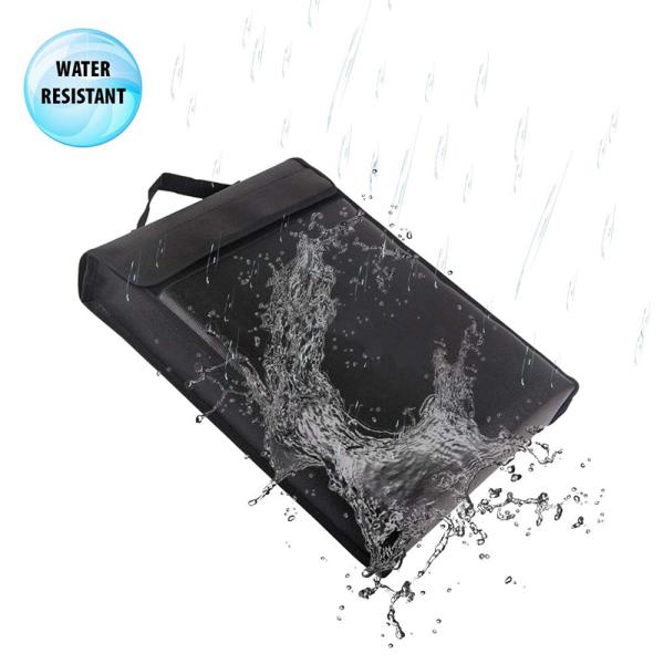 Dust Resistant Fireproof Waterproof Document Bag Black Color For Valuables
