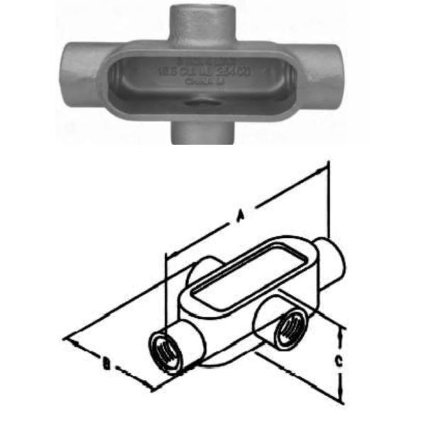 4 inch IMC Rigid Threaded Form 7 Conduit Bodies Type T Condulet Gray Iron