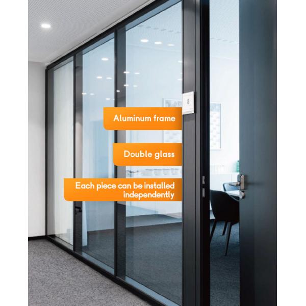 Full View Office Division Aluminum Frame Glass Fixed Partition Wall For Meeting Room