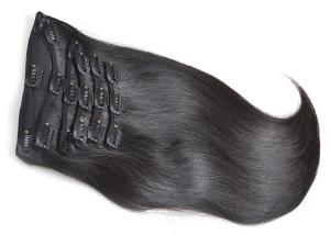 China Natural Black 100 Human Hair Clip In Extensions Healthy From One Single Donor on sale