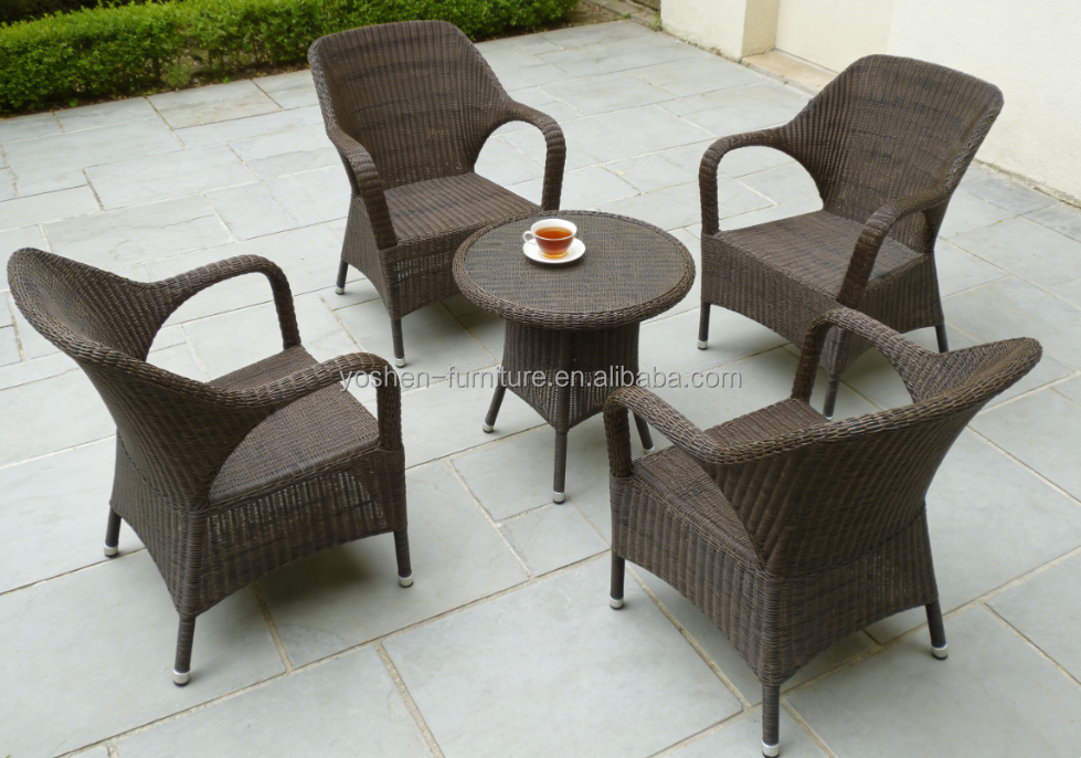 Rattan Waterproof Outdoor Stackable Dining Chairs for Restaurant Beach Park Use