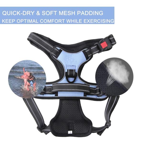 No Pull No Choke Dog Harness With 3 Snap Buckles