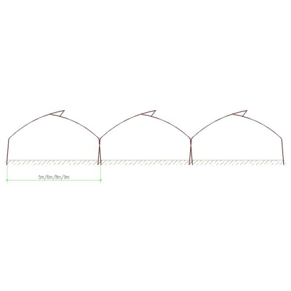 Customizable Tunnel Multi Span Greenhouse 5m - 12m Width With Drip Irrigation System