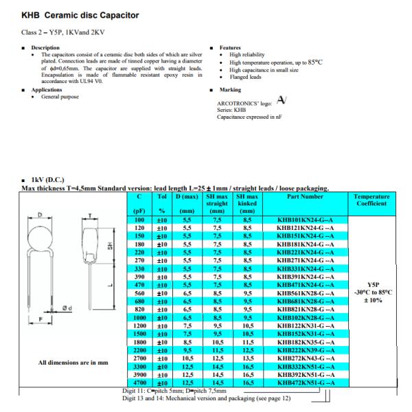 Commercial Grade 100pf Ceramic Capacitor , 1000V Y5P High Frequency Ceramic Capacitor