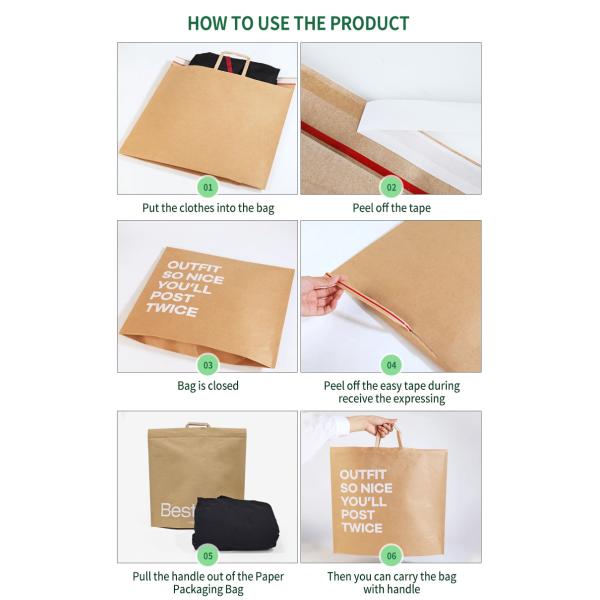 Customizable Biodegradable Kraft Paper Mailing Bags For Clothing