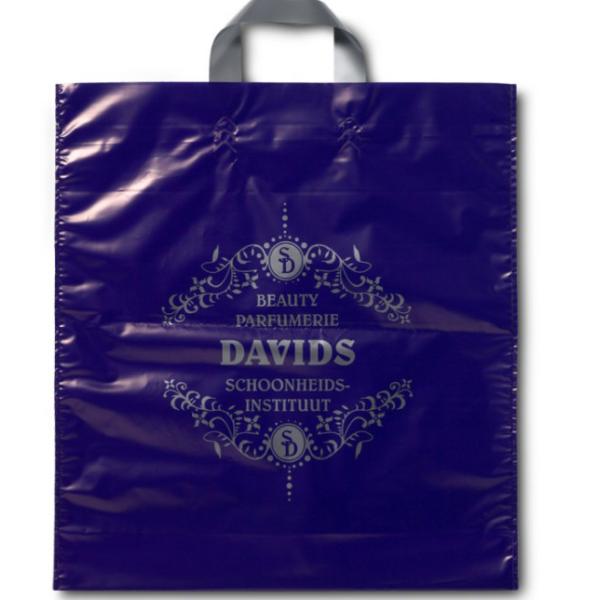 Gravure Printing Plastic PE Shopping Bags 700mm Logo Printed Soft Loop