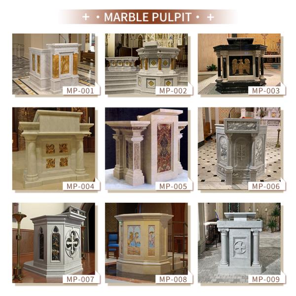 Marble Pulpit Table Natural Stone Carving Church Papal podium Western Style Religious Custom