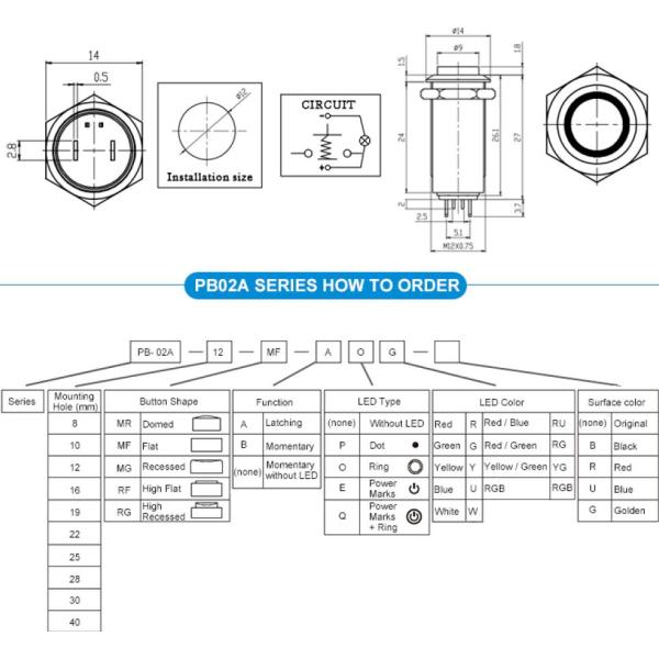 Silver Push Button Latching Switch On Off 12mm Metal Push Button Switch