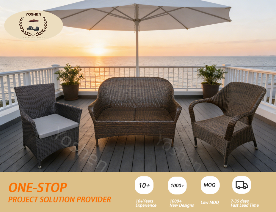 Rattan Waterproof Outdoor Stackable Dining Chairs for Restaurant Beach Park Use