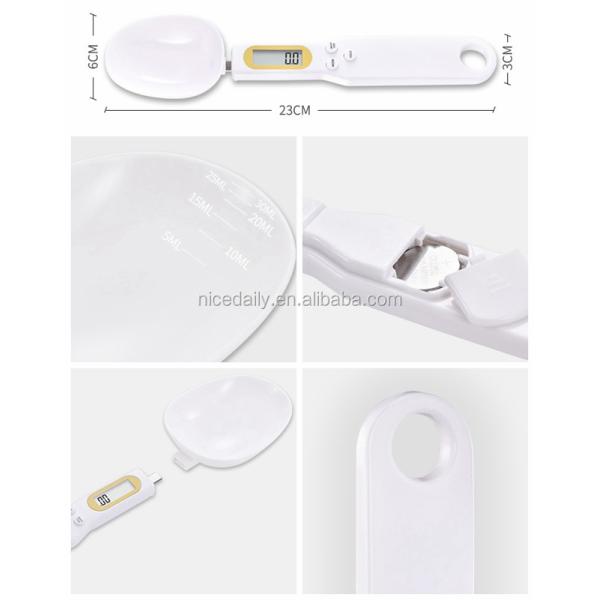 Accurate 500g Kitchen Digital Spoon Scale with Scale Tray and Battery Power Source Easy-to- Weight Measurement