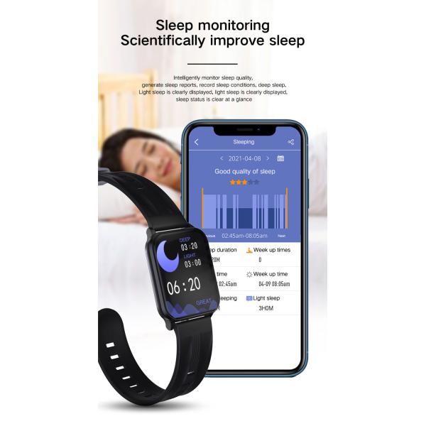 BLE5.1 Sleep Tracker Smartwatch 1.75in Waterproof Blood Pressure Monitor