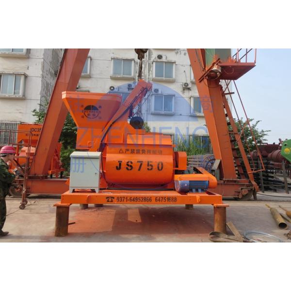 Automatic Forced Twin Shaft JS750 Concrete Mixer Yellow Color Simple Structure