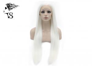 China Silky Straight Synthetic Lace Front Wigs , Long White Blonde Synthetic Wigs on sale