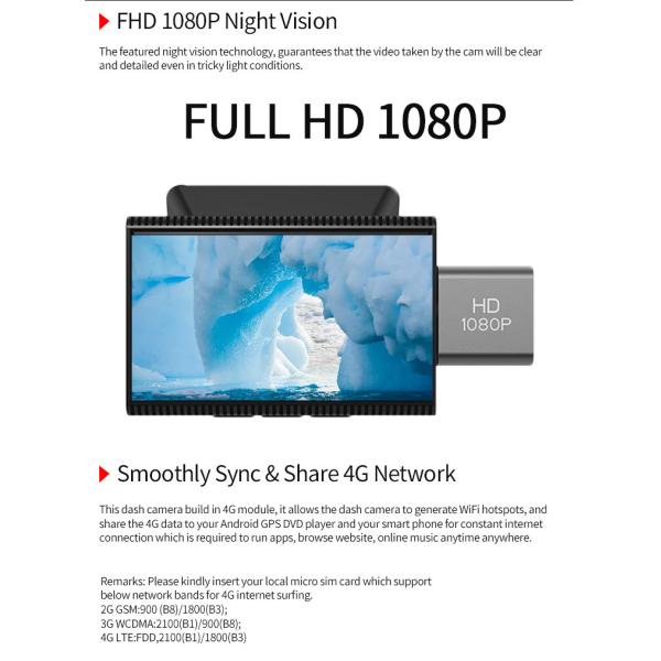 4G Android 8.1 Rearview Mirror Car HD DVR 1080p IPS Touch Streaming Media