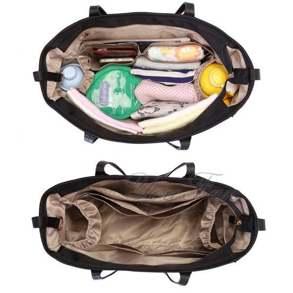 Diaper Totes Handbag with Changing Pad Baby Stroller Leather