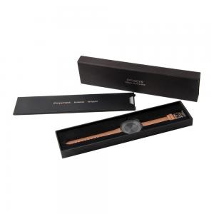 China Black Art Paper Watch Packing Box Strap Shape Embossing on sale