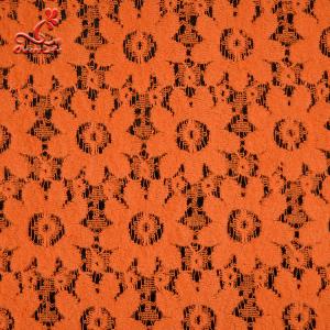 China Soft Fancy Burnt Orange Embroidered Lace Fabric For Saree Clothes on sale