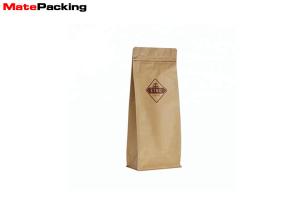 China Quad Sealed Small Brown Coffee Bags , Valve Sealed Coffee Bags Side Gusset on sale
