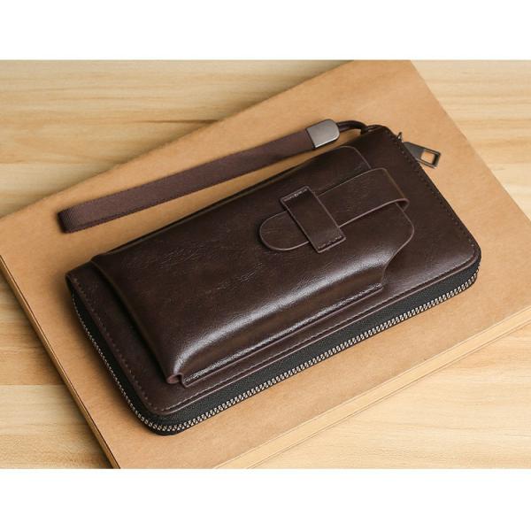 Men's Wallet With Removable Coin Purse Capacity Zipper Phone Leather Bag For Products