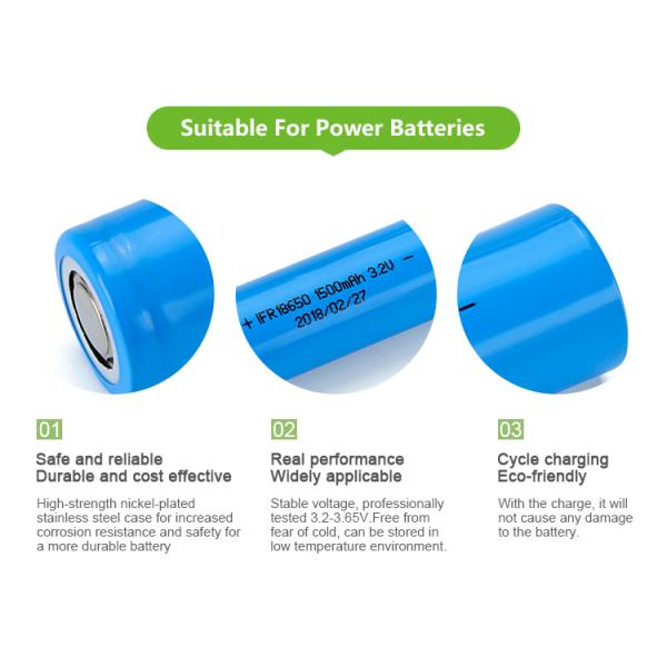 Deep Cycle LiFePO4 Batteries 18650FE 3.2v 1500mAh Cylindrical Lithium Iron Phosphate Battery