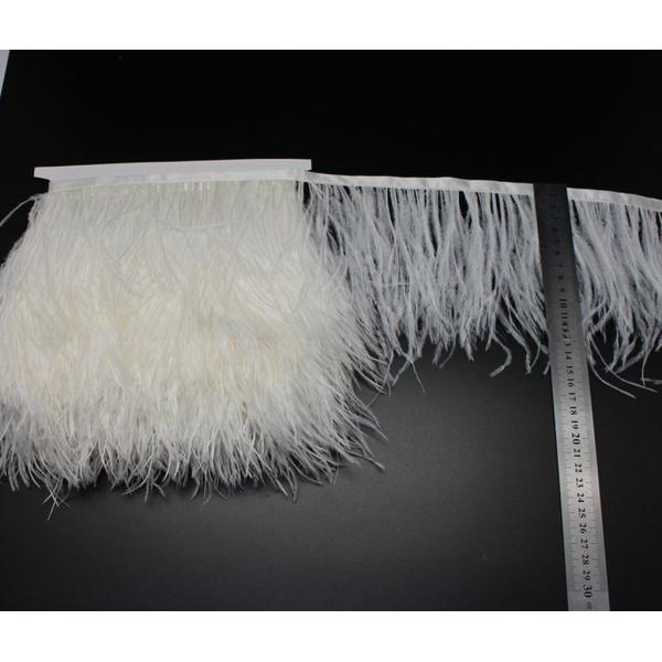 Party Decoration Ostrich Feather Fringe Trimming with Satin Ribbon Tape 13-15cm