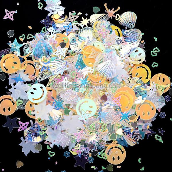 Ecofriendly Customized Color Mermaid Dress with Glitter Sequins and Star Embroidery Fabric in Customizable PET Cloth