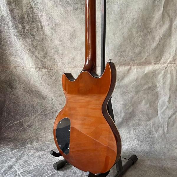 Custom Flamed Maple Veneer Pearloid Notched Block Inlays OVATION Electric Guitar