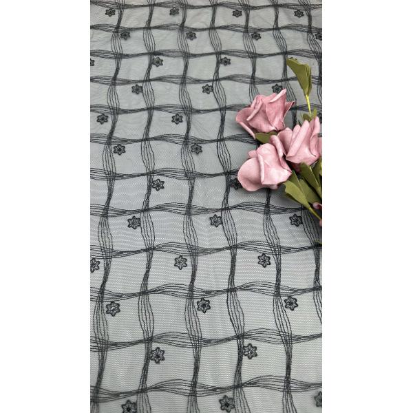 Luxury Embroidered Mesh Lace Sheer Soft Tulle With Delicate Floral Stitching For Elegant Evening Gowns