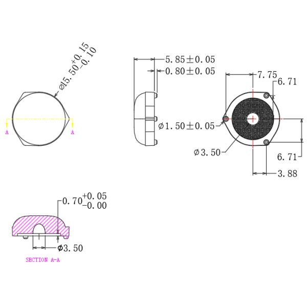 PMMA LED Light Lens with 175° Uniform Facula