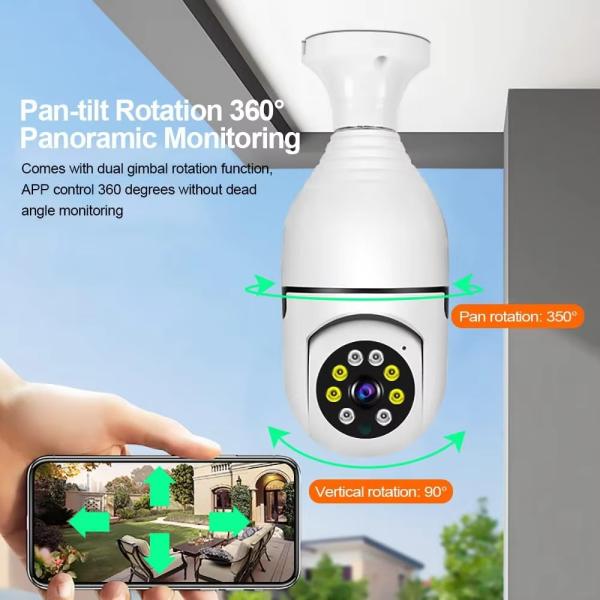Smart E27 Light Bulb Camera With Audio 4mp Dual Light Pan Tilt Auto Tracking Tuya Smart Home Security Camera