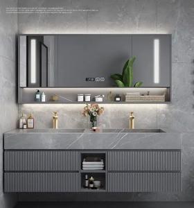 China Modern Bathroom Vanity Sink Cabinet Solid Wood Furniture Double Cabinet on sale