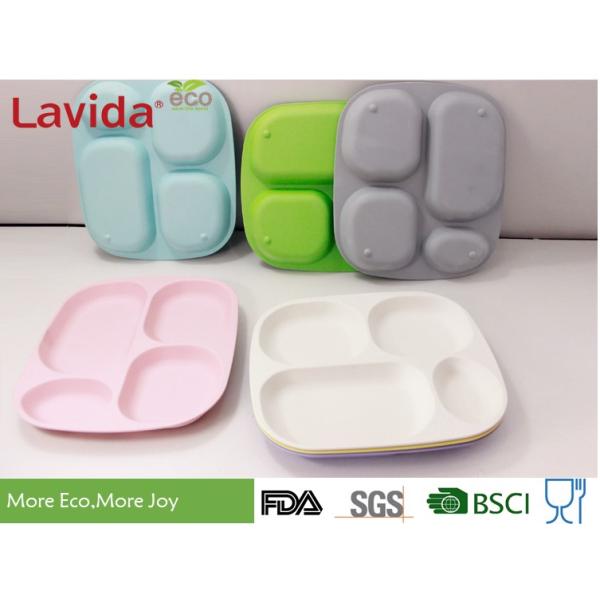 Shatter Proof Square Bamboo Childrens Dinner Set BPA Free With Spoon / Fork