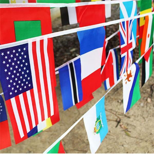 68D / 100D Polyester String Flag 10x15cm Custom Size International String Flags