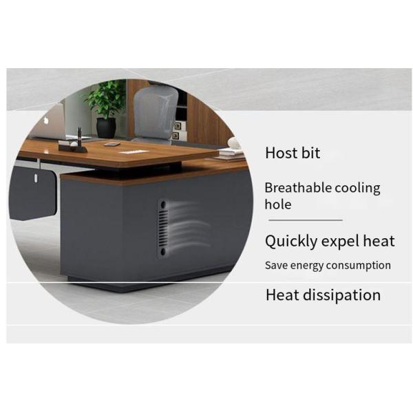 Modern Wooden Executive Desks Business Type L Shape Office Desk with Long Size Cabinet