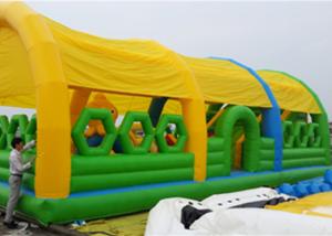 Quality Water Proof And Fire Retardant Inflatable Amusement Park with Roof in Green for sale