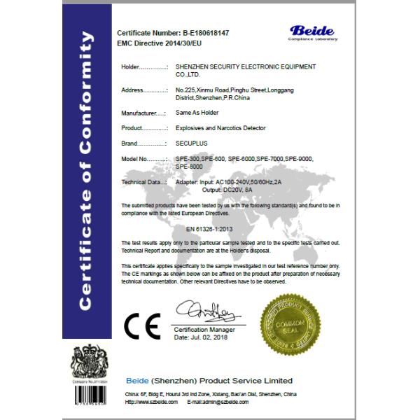 Audio alarm Portable explosive detector system to check bombs for airport defence departments