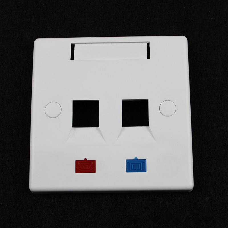 China New Telecom Standard 2ports RJ45 Face Plates 3MTYPE RoHs ABS Material Double Ports Face Plate 86X86 on sale
