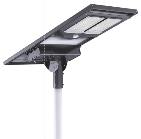 100W Rotating Angle LED Street Lamp Solar Light Integrated With Motion Sensor Monocrystalline Solar Cell