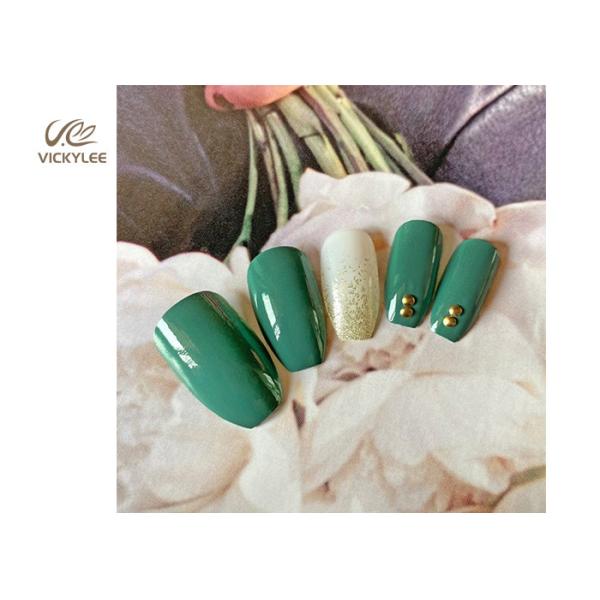 Press On Green Coffin ABS DIY Fake Nails With Stones And Glitter