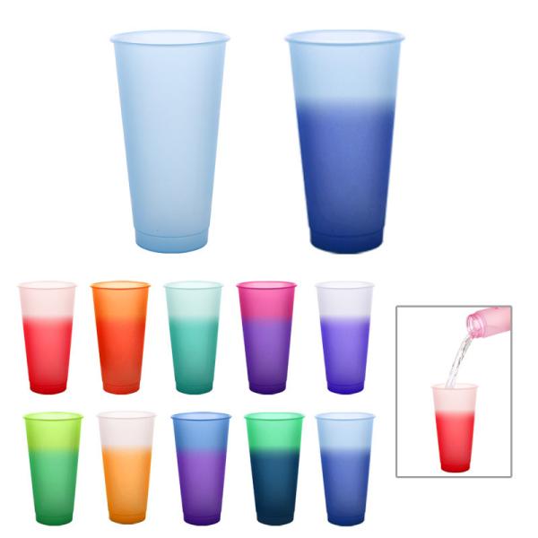 500ml Plastic Space Cup Large Capacity Simple Design Color-changing Cup Stainless Steel Lid