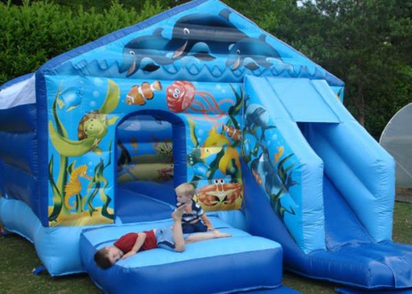 Buy Commercial Clean Soft Blue Seaworld Bouncer Slide Inflatable Combo For Kids at wholesale prices