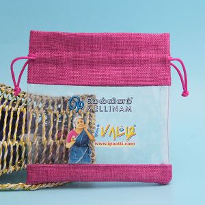 Quality Christmas Gift Screen Printing Logo Recycled Jute Drawstring Bag for sale