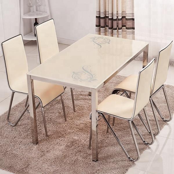 Buy Powder Coating Glass Top Dining Room Table , Glass Dining Table And 4 Chairs at wholesale prices