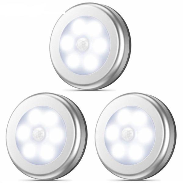 3pcs Pack 3.15in Diameter Battery Operated Motion Sensor Light Indoor
