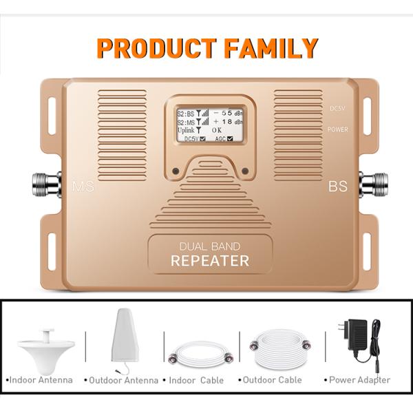 Dual Band 1800/2100MHz 2G/3G/4G Signal Booster with LCD Display