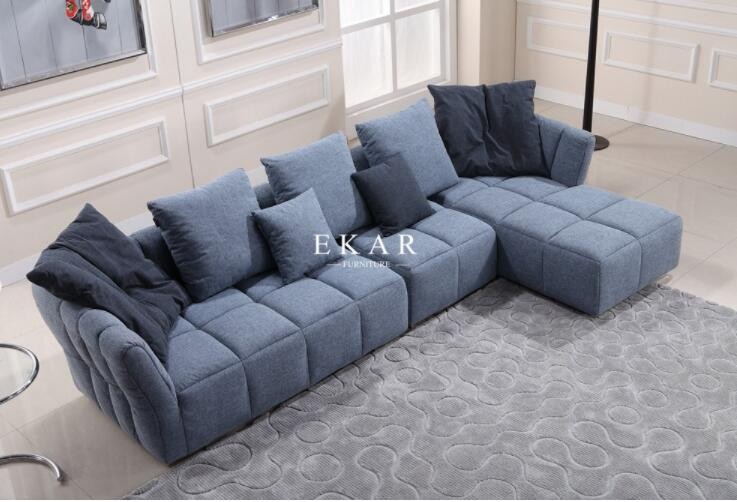2019 New Modern Italian Leather High End Furniture L Shaped Sofa
