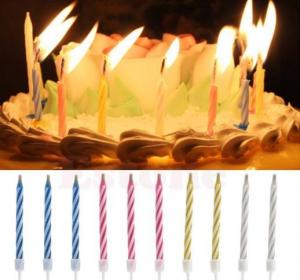 Quality 4 Color Magic Relighting Birthday Candles Striped Design Eco Friendly 100% Paraffin for sale