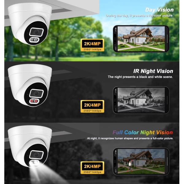 Cctv System Hd 4mp Monitor Motion Tracking Audible light Alarm Dome Camera Audio Input Output Network Camera