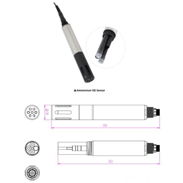 KWS-200 Online Ammonia Nitrogen Sensor with RS-485 MODBUS Output for Wastewater Monitoring No Reagents Required IP68 Waterproof